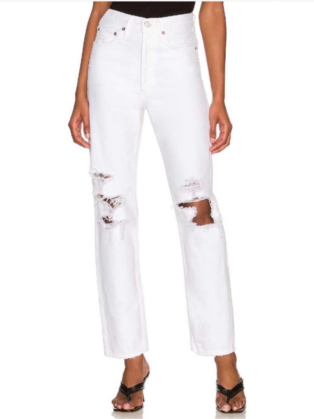 AGOLDE NWT sz 24 ‘90s high-rise Straight Leg Ripped Jean White Vanish